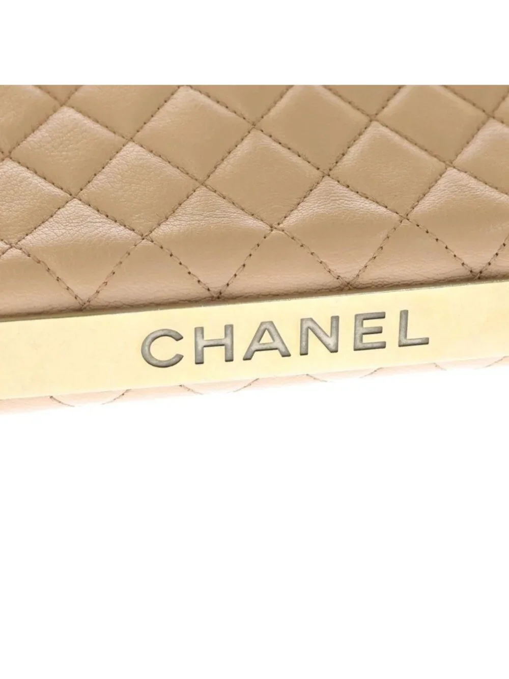 Chanel 2.55 Chain Shoulder Bag Pink Beige Calf Leather Gold